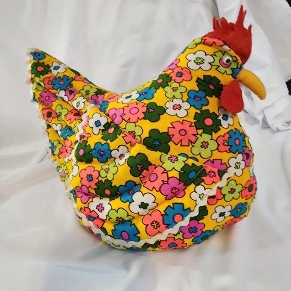 Vintage‎ Handmade Primitive Rooster Farm Decor Stuffed Fabric Doorstop Chicken